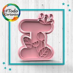 4404-I-con-flores.56.jpg STL file Cutter letter I with flowers・3D print design to download