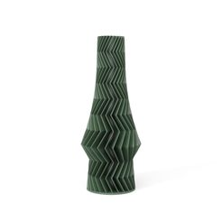 ZIG-ZAG-03-FRONT-GREEN.jpg STL file ZIGZAG VASE 03・Template to download and 3D print