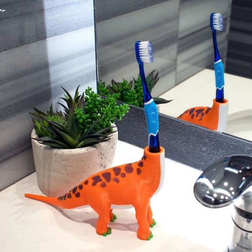 Multi-Color Dinosaur Toothbrush Holder 3D model