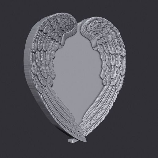 👼 Angel Wings and Heart Memorial 3D STL Model – Symbolic Wings & Heart ...
