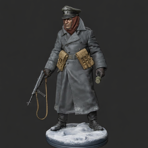 WWII German Officer Miniature STL File - 3D Printable Winter Soldier Figure