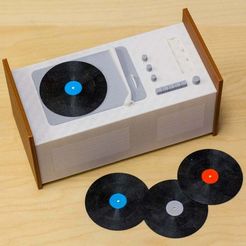 RecordPlayer.jpg Free STL file Multi-Color Record Player & Records・Model to download and 3D print