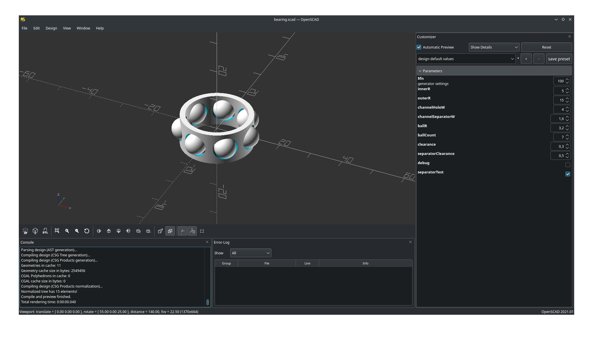 Free STL file Parametric fully assembled ball bearing V2・3D print ...