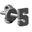 5-number-varsity-Stud-earring-11.jpg 5 five number varsity font stud earring 3D print model
