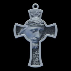 1.jpg Jesus Cross pendant medallion jewelry 3D print model