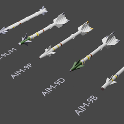 AIM-9-family-front.png AIM-9 Sidewinder Missile Family for 1/72 scaled model