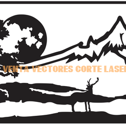 CIERVO-2.png LANDSCAPE WITH DEER FOREST FOREST MOUNTAINS AND MOON DECORATION WALL ART - 3D PRINTING AND LASER CUTTING
