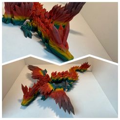 Baby Crystalwing Dragon, Cinderwing3D, Articulating Flexi Wiggle Pet, Print in Place, Fantasy