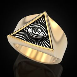 All-seeing-eye-triangle-ring-2.jpg Archivo STL Anillo triangular ojo que todo lo ve・Diseño de impresión en 3D para descargar