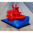 2531e6003d27a17bfddcf0739e093f44_preview_featured.jpg Descargar archivo STL gratis Antiguo bote a vapor de rueda de paletas con soporte de exhibición (visual benchy)・Modelo para la impresora 3D