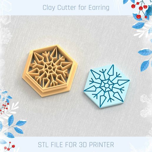 Snowflake Clay Cutter, Winter Earring Cutters, Christmas Clay Cutters, Mini Clay Cutters 3 Sizes 3D model