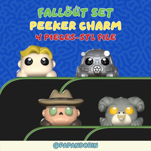 fallout set cute Peeker Charm (hippers) set for smartphone, tablet and kindle 4 pieces
