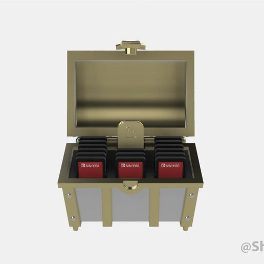 STL file Zelda Treasure chest+Cartridge storage・3D print object to