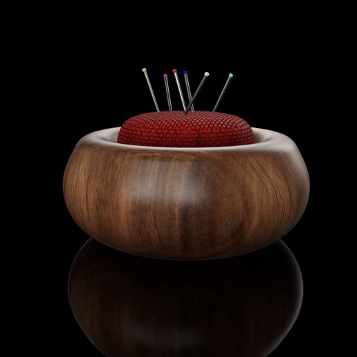 Wooden Round Needle Cushion Holder 3D model