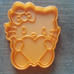 IMG_20180227_135905.jpg STL file COOKIE CUTTERS. FORM FOR CUTTING A COOKIE "kitten with heart"・3D printer design to download