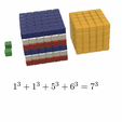 p4.PNG Seven Cube, Six Cube, Five Cube, Unit Cube:  7^3 = 1^3 + 1^3 + 5^3 +6^3