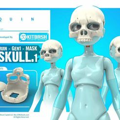 Quin_Mask_Skull1_WEB.jpg Free STL file Quin: Skull Mask - 3DKitbash.com・3D printer design to download, Quincy_of_3DKitbash