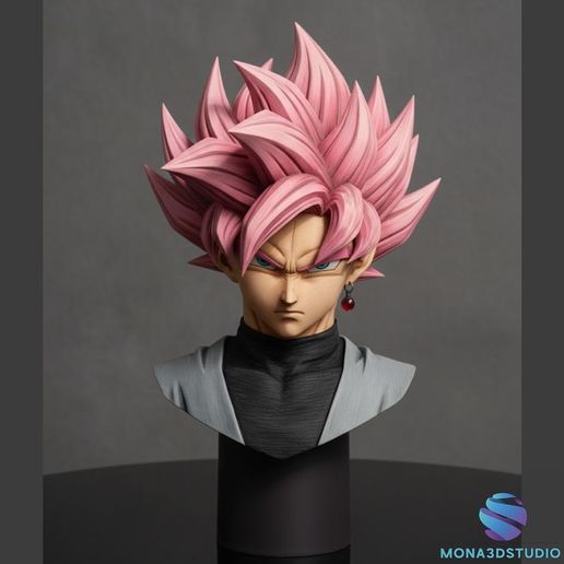 Goku Black Rosé Bust - 3D Printable STL Statue - Pre-supported for Resin
