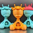 GIRAFFE-13.jpg Файл STL Солнечный милый Жираф с подсолнухами, розами и большим сердцем для печати на месте без опор・Шаблон для 3D-печати для загрузки