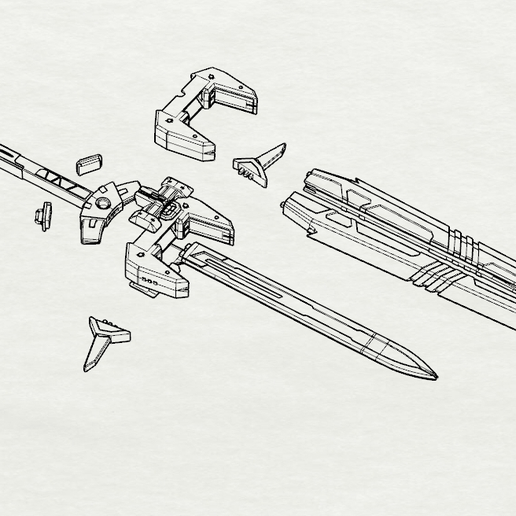 Match the machine or hg weapon Big sword 3D model