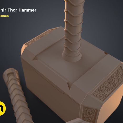 Thor-Mjolnir_NEW-render-scene-basic-3.jpg 3D-Datei Mjolnir-Hammer (Liebe und Donner)・3D-druckbares Design zum Herunterladen, 3D-mon