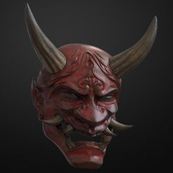 1.184.jpg Traditional Japanese Hannya Mask Oni Mask Samurai Mask 3D print model