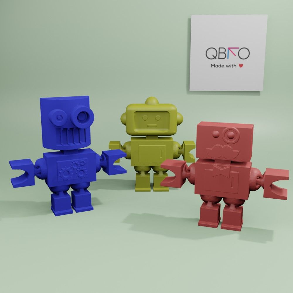 tres.jpg Archivo STL Flexi robot three pack (Print in place)・Diseño de impresión en 3D para descargar, QBKO3D