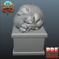 720X720-hedgehogredner1.jpg STL file Hedgehog Family Trinket・Template to download and 3D print, ModularWorlds
