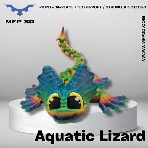 STL-Produit-imprimé.png ARTICULATED AQUATIC LIZARD MFP3D -NO SUPPORT - PRINT IN PLACE - SENSORY TOY-FIDGET