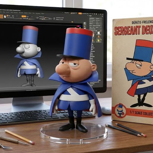 SERGEANT DEUX-DEUX: The Inspector's Loyal Sidekick! 🕵️‍♂️ Retro 3D Model