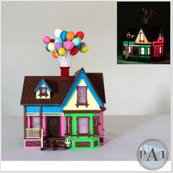 FRONT001.jpg 3D file Carl & Ellie's House - Pixar Up Movie night light - Big build・3D print model to download