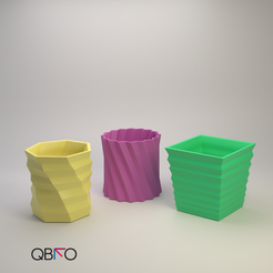 Productos cults (6).png Descargar archivo STL Abstract planters triiipack • Diseño imprimible en 3D, QBKO3D