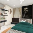 Cozy-Bedroom-interior-scene-in-Lumion-11-2.jpg Interior scene of a Bedroom with study area and closet CG 3D model