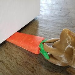 Bunny_stop_under_door.jpg Free 3D file Bunny Rabbit Pulling Carrot Doorstop・3D print design to download