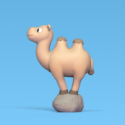 Cod1562-Camel-on-Stone-3.png Fichier 3D Chameau sur pierre・Idée pour impression 3D à télécharger