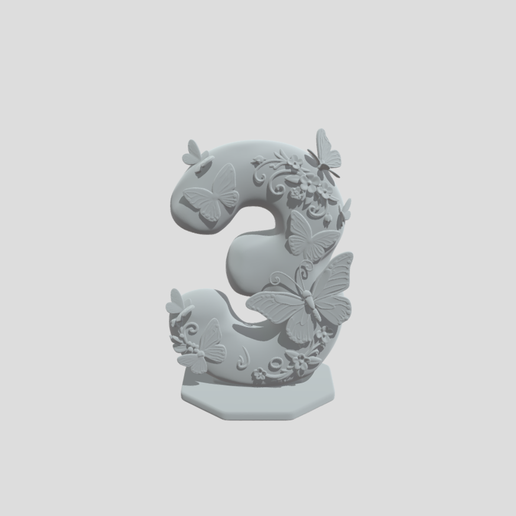 Number Three 3D model preview