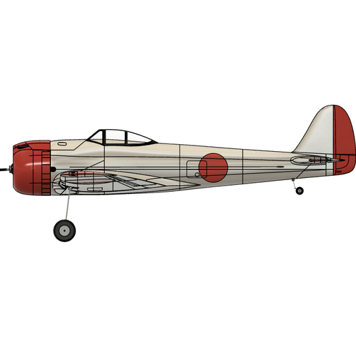 トイガン h. kei ⚡ Ki-43-II Hayabusa/Oscar WWII fighter 1100mm (L3D)・ 3D