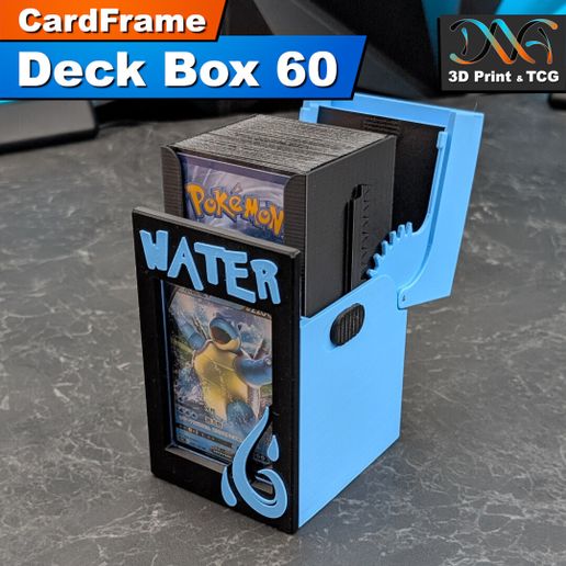 CardFrame Deck Box 60 - Water Design | for Pokemon TCG, One Piece TCG,  MTG 3D File for 3D printingCults