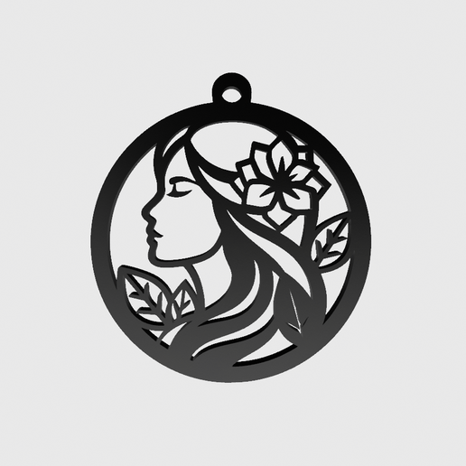 Spring Goddess, Floral Maiden Pendant, Mother Nature Silhouette Ornament with Flowers and Hanging Loop, Boho Wall and Garden Decor