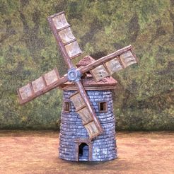 windmill-full.jpg Fantasy Medieval Windmill Building Scenery for Tabletop Wargaming Terrain
