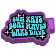 INK.png Sun Rays Boat Waves like days Freshie STL Mold Housing