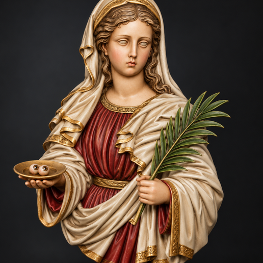 Saint Lucy Bust STL – Santa Lucia Religious Statue 3D Printable Model