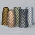 All_Renders_3.png Niedwica Shell Vase Set | 3D printing vase | 3D model | STL files | Home decor | 3D vases | Modern vases | Floor vase | 3D printing | vase mode | STL Vase Collection