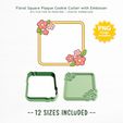 Floral-Square-Plaque-Cookie-Hero.jpg Floral Square Plaque Cookie Cutter and Embosser