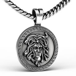 Side-2.jpg Fichier STL Pendentif Médusa Médaillon Bas-relief Pièce de monnaie・Modèle imprimable en 3D à télécharger