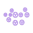 half_size_half_thickness_10_pack_15_to_24.stl Engrenages de dix paquets
