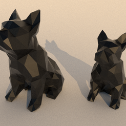 PUG1.png STL-Datei PUG OR FRENCH BULLDOG LOW POLY・3D-druckbare Vorlage zum herunterladen