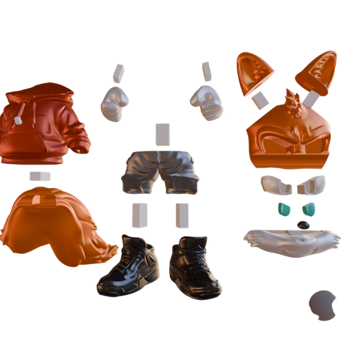 06.png 🦊🔥 EXCLUSIVE 3D PROJECT: Tails Prower "Urban Vibes" Style | STL to FDM and RESIN | Parts Separated by COLOR!