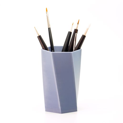六边形（光）角度1 灰 笔.jpg Hexagon Pencil Holder/Brush Pot