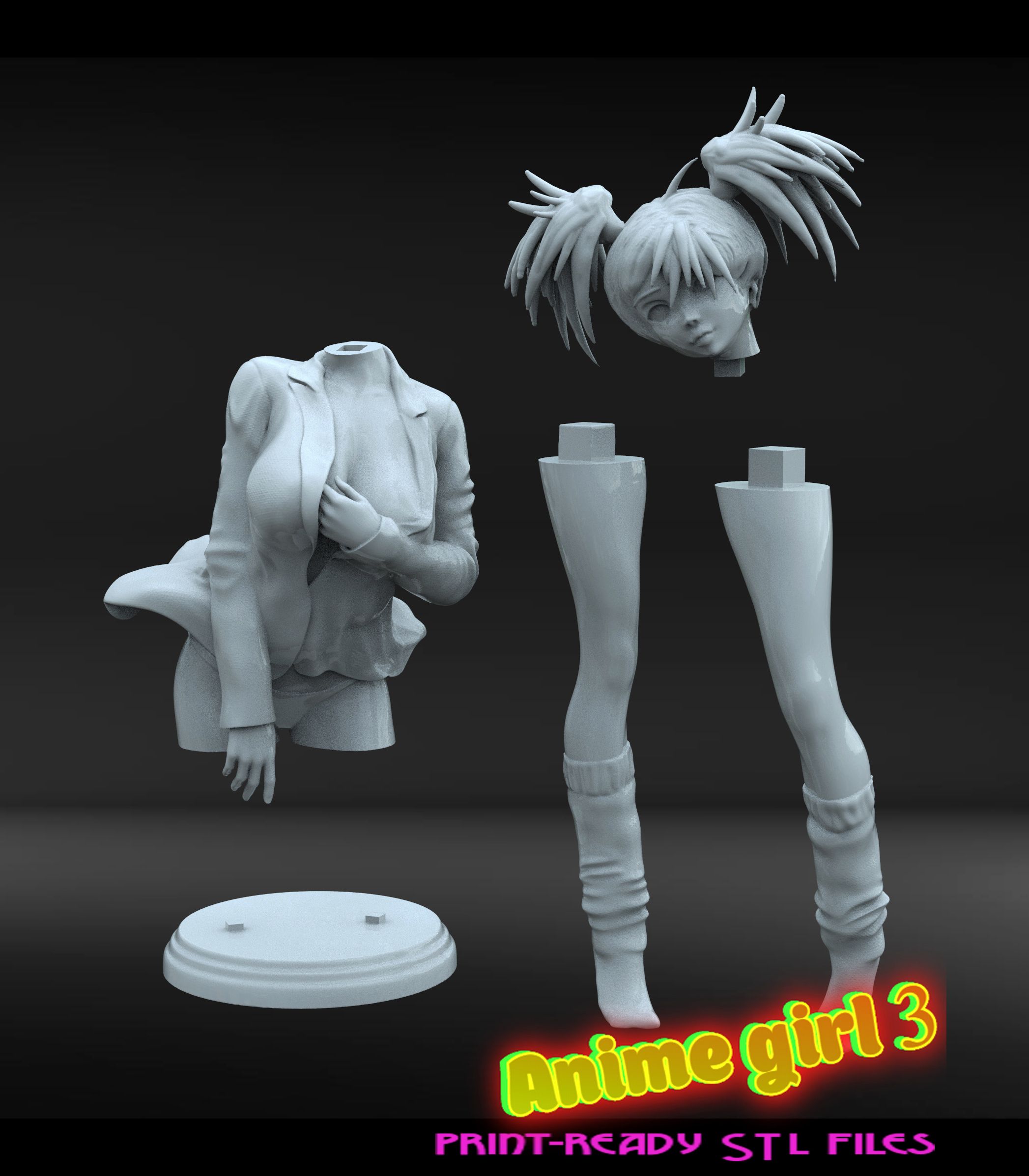 untitled.7рап11.jpg Descargar archivo STL Chica anime 3 • Objeto para impresión 3D, walades